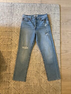 Levi's Light Blue Straight Leg Distressed Jeans
